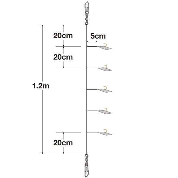 ショートママカリサビキ 【全長120cmのサビキ仕掛け/堤防・防波堤・波止サビキ仕掛け】 